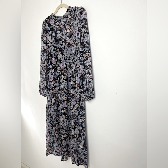 NEW Banana Republic Women's Navy Multi Floral Chiffon Midi Dress Feminine Boho - Picture 8 of 15
